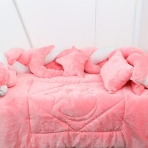 مفرش بيبي جدايل مخمل للأطفال (6 قطع) لون فوشي وأبيض