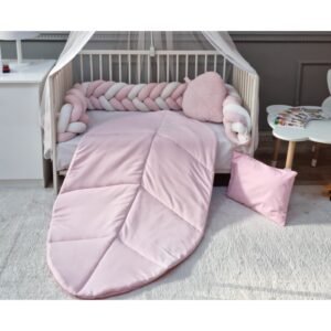 مفرش جدلة مخمل ورقة زهري