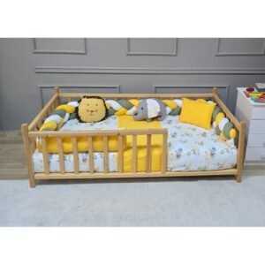 مفرش مونتيسوري حيوانات جدلة زيتي واصفر