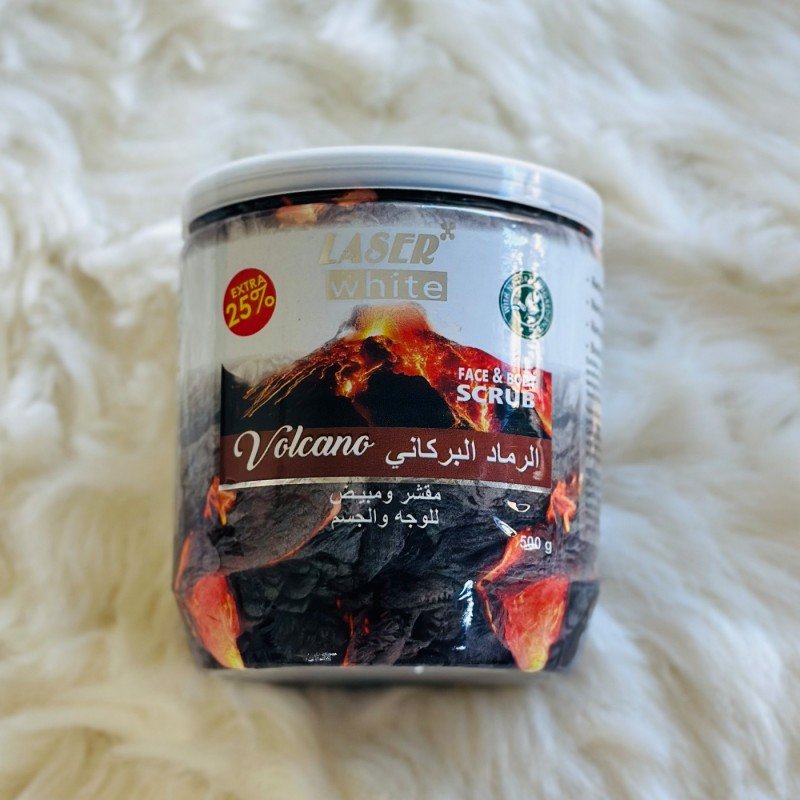 مقشر ومبيض للوجه والجسم بالرماد البركاني حجم 500 غم - Face & Body Scrub with Valcano by Laser White
