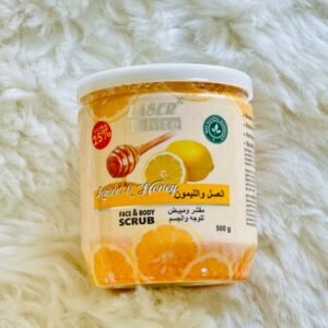 مقشر ومبيض للوجه والجسم بالعسل والليمون حجم 500 غم - Face & Body Scrub with Lemon & Honey by Laser White