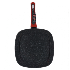 مقلى بايركس Pyrex بتصميم مربع حجم 28×28 سم لون اسود واحمر