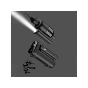 مكنسة كهربائية 5 في 1 من مضخة هواء وضوء فلاش مع شاشة رقمية - اسود