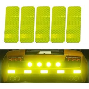 ملصقات تحذيرية عاكسة مضيئة للسيارة 10 قطع  - شرائط زخرفية للابواب - لون أخضر - 3*8 سم