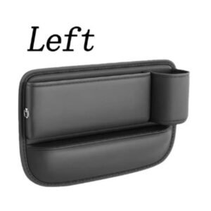 منظم لملء الفراغات بين مقاعد السيارة وحامل للأكواب والهواتف والنظارات والمفاتيح والبطاقات وغيرها - مصنوع من الجلد - الجهة اليسرى