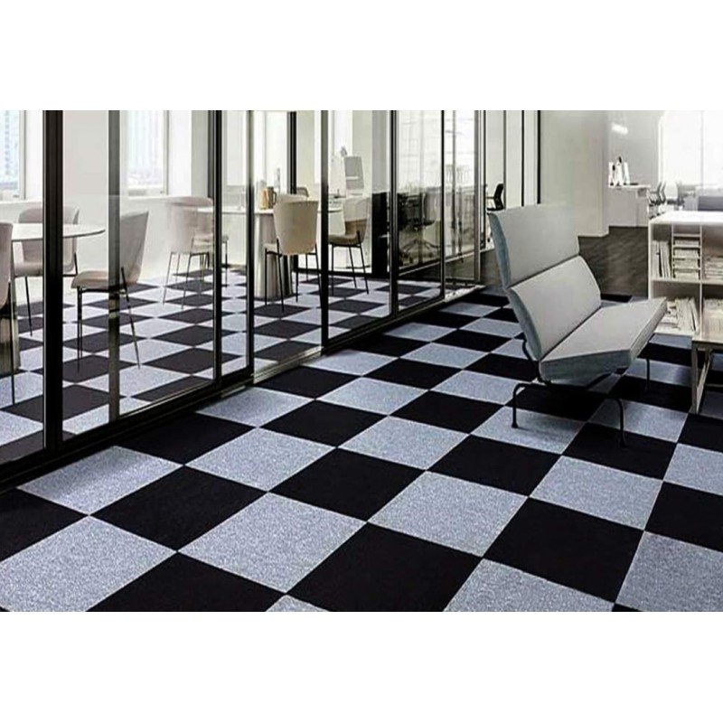 بلاط سجاد قابل للتقشير واللصق متعدد الاستعمالات أسود حجم 60*60سم