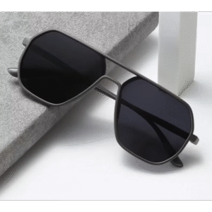 نظارة سداسية بوليرايزد إطار رمادي للرجال والنساء