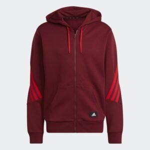 هودي اديداس فيوتشر ايكون ثلاث خطوط للرجال لون أحمر-adidas Mens' Future Icons 3-Stripes Full-Zip Hoodie - Red