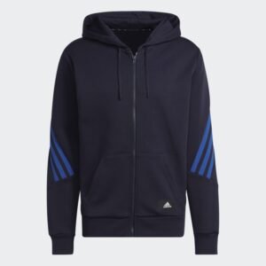 هودي اديداس فيوتشر ايكون ثلاث خطوط للرجال لون أزرق-adidas Mens' Future Icons 3-Stripes Full-Zip Hoodie - Blue