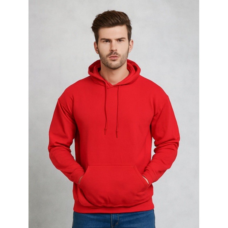 هودي بأكمام طويلة للرجال لون أحمر
