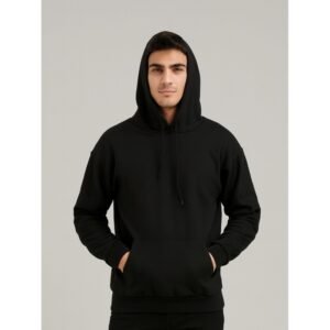 هودي بأكمام طويلة للرجال لون أسود
