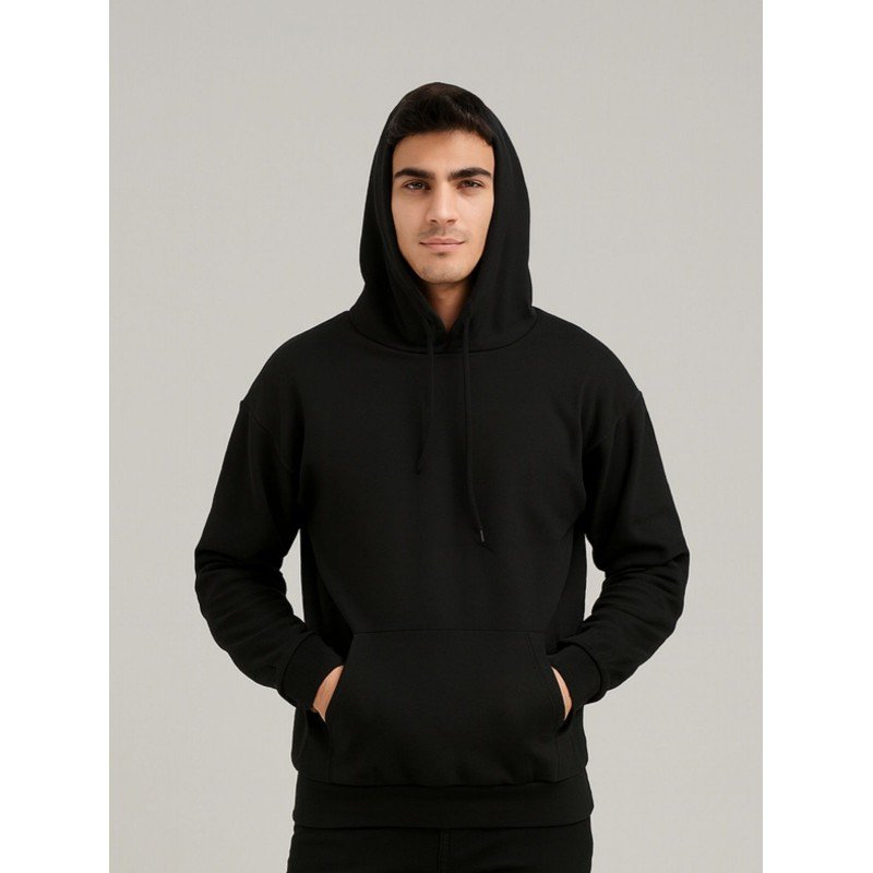 هودي بأكمام طويلة للرجال لون أسود