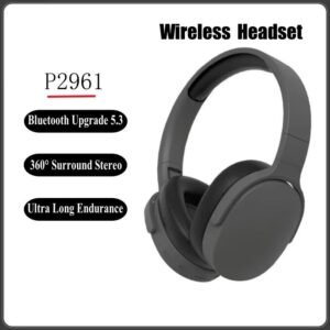 هيدفون سماعة لاسلكية عصرية تعمل بالبلوتوث 5.3 - مع ميكروفون عالي الدقة- تصميم قابل للطي - لون أسود - P2962