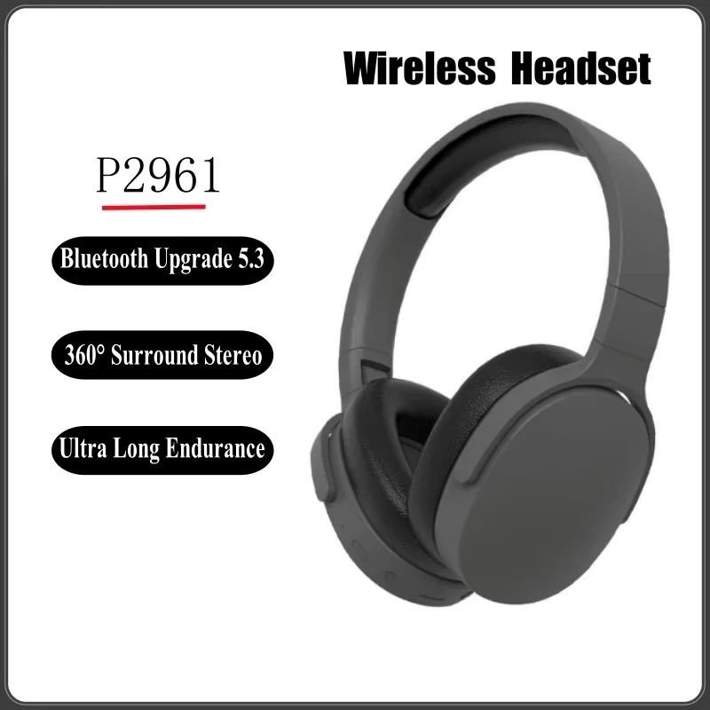 هيدفون سماعة لاسلكية عصرية تعمل بالبلوتوث 5.3 - مع ميكروفون عالي الدقة- تصميم قابل للطي - لون أسود - P2962