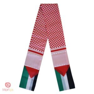 وشاح كوفية حمراء مع علم فلسطين