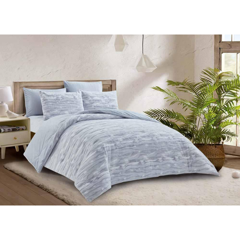 [14112356] طقم غطاء تخت 6 قطع FLOWER WINTER FOG GREY KING 260×240 CM