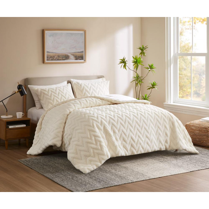 [14113016] طقم غطاء تخت 6 قطع FLOWER WINTER NITA IVORY KING 260×240 CM