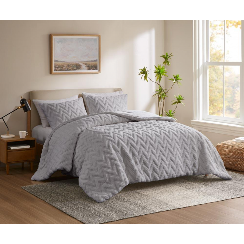 [14113026] طقم غطاء تخت 6 قطع FLOWER WINTER NITA GREY KING 260×240 CM