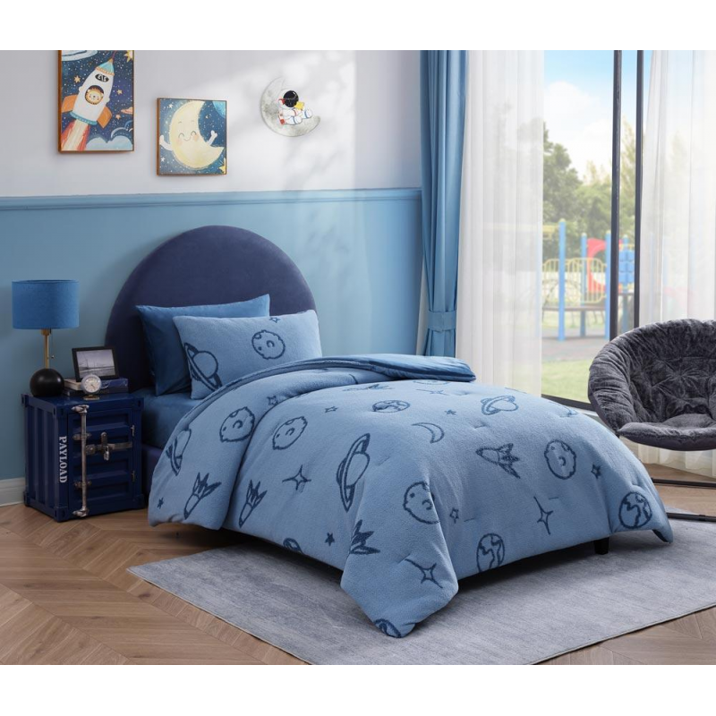 [14151124] طقم غطاء تخت 4 قطع EMPIRE KIDS ASTRO BLUE TWIN 170×230 CM