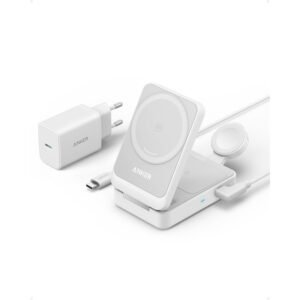 MagGo Wireless Charging Station (15W, Foldable 3-in-1) (WHITE)