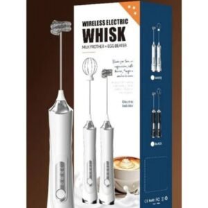 wireless electric whisk  - خفاقة كهربائية لاسلكية 2 في 1 - 100 كيلو واط مع عمود خفق قابل للفصل لون أبيض