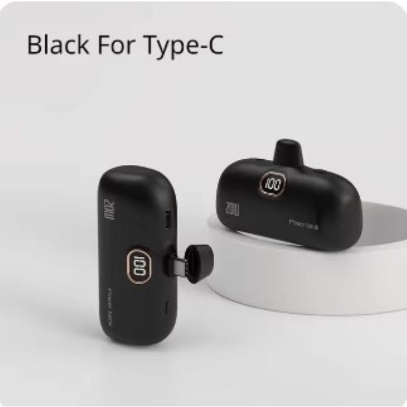 باور بانك تايب سي Type C مع شاشة LCD -  محمول صغير وعصري  - سعة 5000 ميلي أمبير- يتوافق مع الايفون والاندرويد والايباد