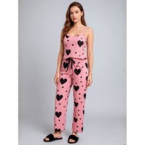 بجامة لانجري حفر لون زهري