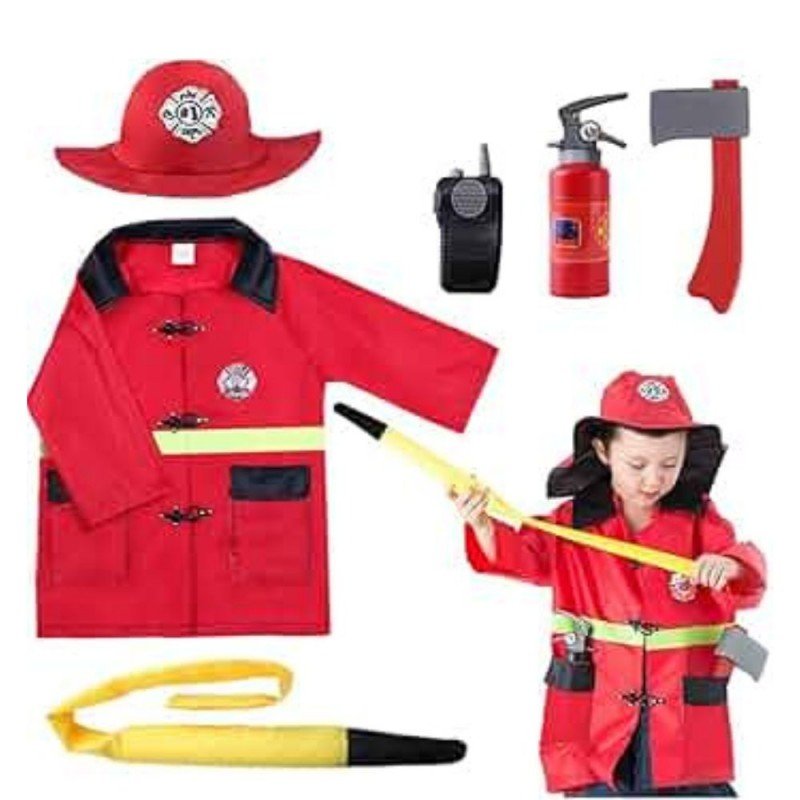 بدلة رجل الإطفاء الصغير للاطفال- قياس L-طول110-130