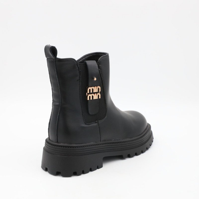 بسطار جلد للأطفال لون أسود