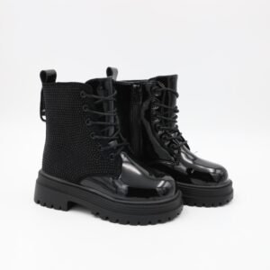 بسطار جلد للأطفال لون أسود