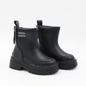 بسطار جلد للأطفال لون أسود