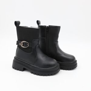 بسطار جلد للأطفال لون أسود