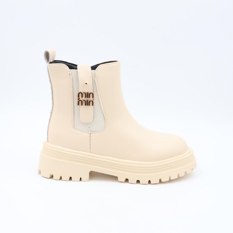 بسطار جلد للأطفال لون بيج