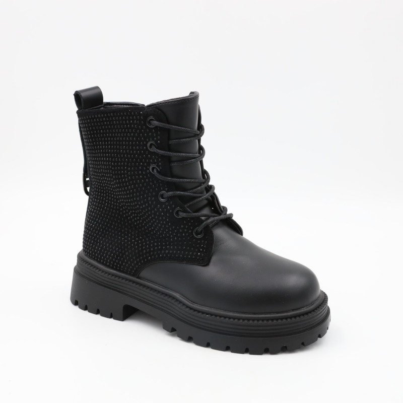 بسطار جلد للأطفال لون أسود