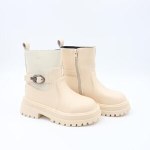 بسطار جلد للأطفال لون بيج