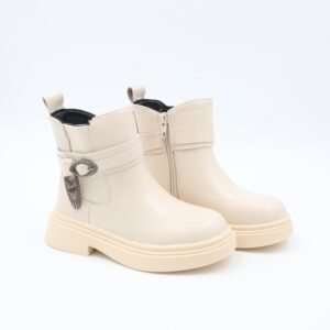 بسطار جلد للأطفال لون بيج