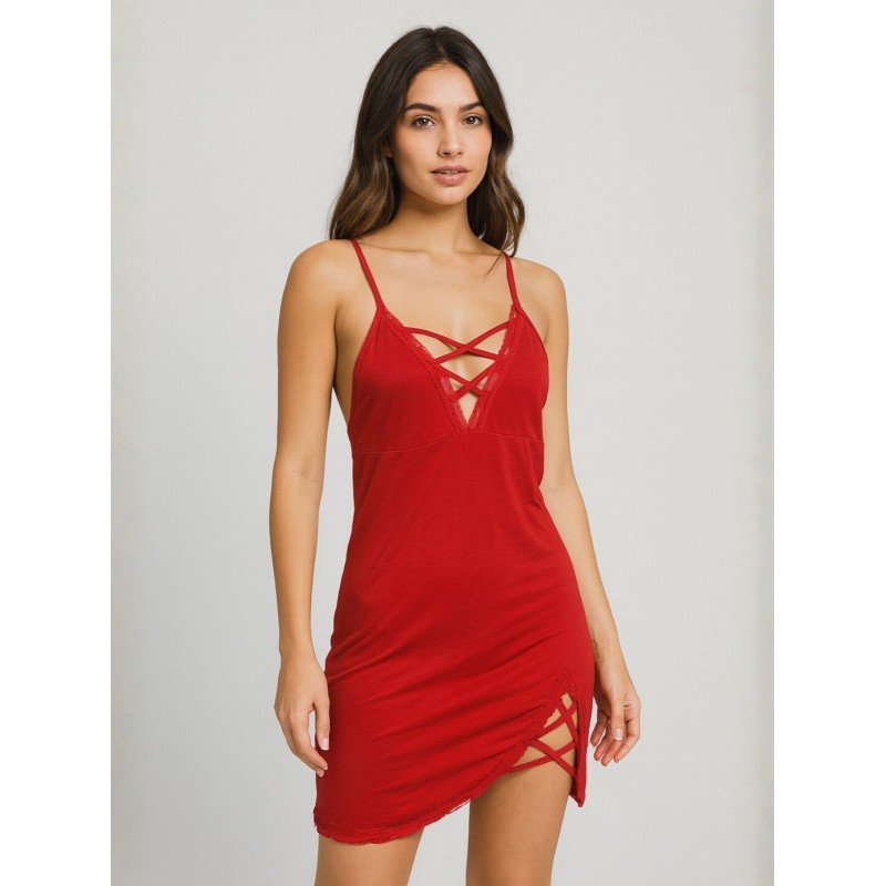 قميص نوم لانجري لون أحمر