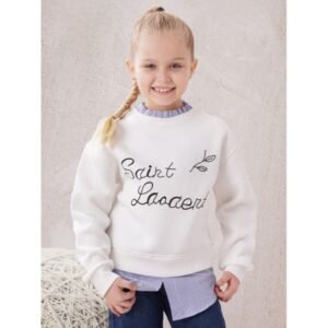 بلوزة بناتي بأكمام طويلة لون أبيض