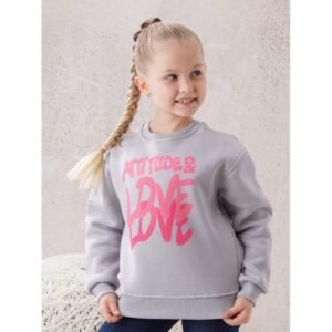 بلوزة بناتي بأكمام طويلة لون رمادي