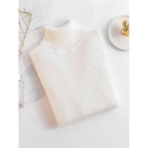 بلوزة جولف شتوية قبة عالية للنساء لون أبيض One Size