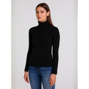 بلوزة جولف شتوية قبة عالية للنساء لون أسود One Size