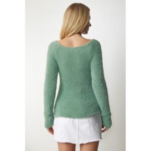 بلوزة ستاتي شتوي لون أخضر فستقي Happiness İstanbul