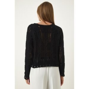 بلوزة ستاتي شتوي لون أسود Happiness İstanbul