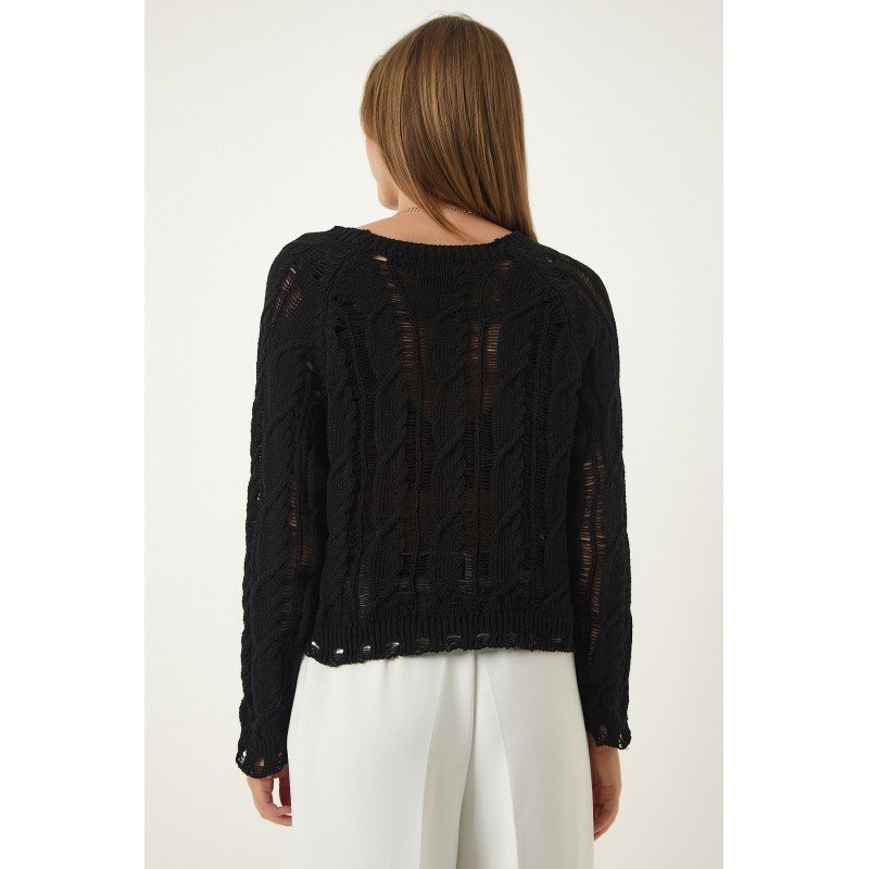 بلوزة ستاتي شتوي لون أسود Happiness İstanbul