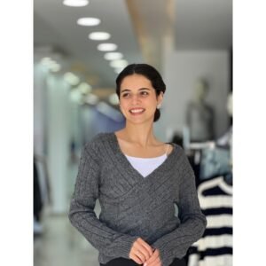 بلوزة ستاتي شتوي لون سكني Happiness İstanbul