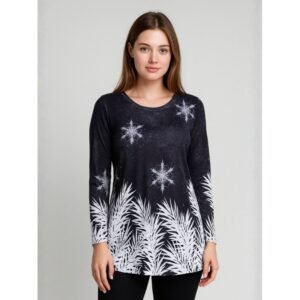 بلوزة ستاتية كم طويل لون رمادي