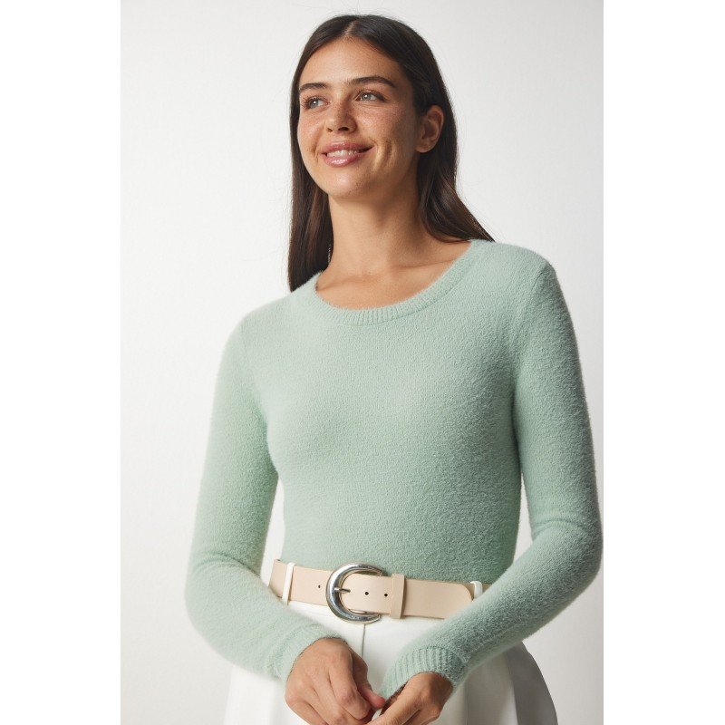 بلوزة شتوية قبة سبعه لون اخضر فاتح