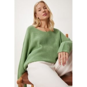 بلوزة صوف باللون الزيتي الغامق One Size