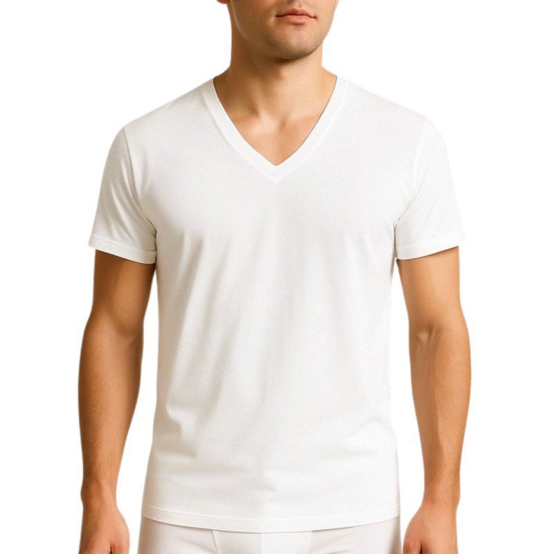 بلوزة نص كم قبة سبعة لون أبيض قطن من جقليص صناعة سوريا