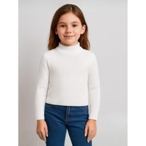 بلوزة نصف جولف للأطفال لون أبيض